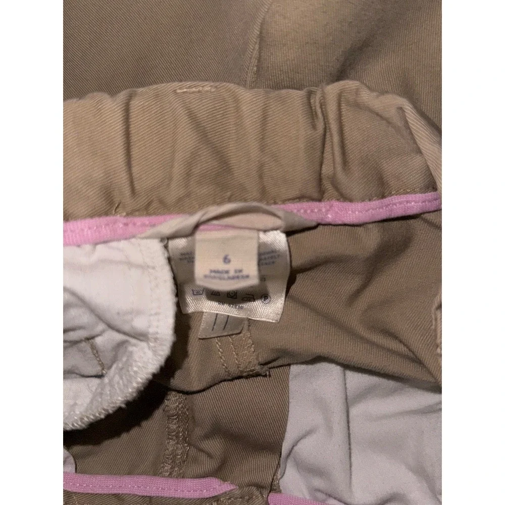 Lands End Kids Khaki Chino Shorts Tan Cotton Blend Size 6 Adjustable Waist